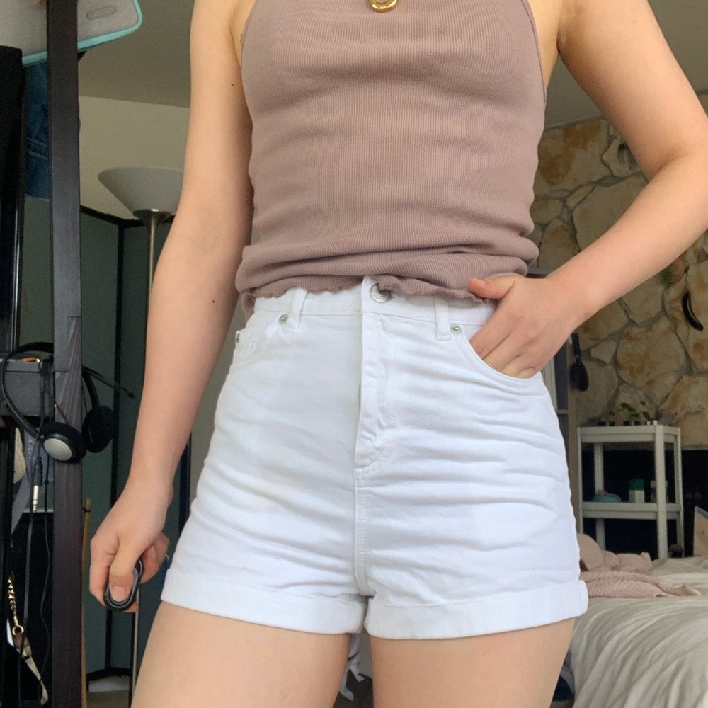TopShop MOTO MOM high-waisted denim shorts
